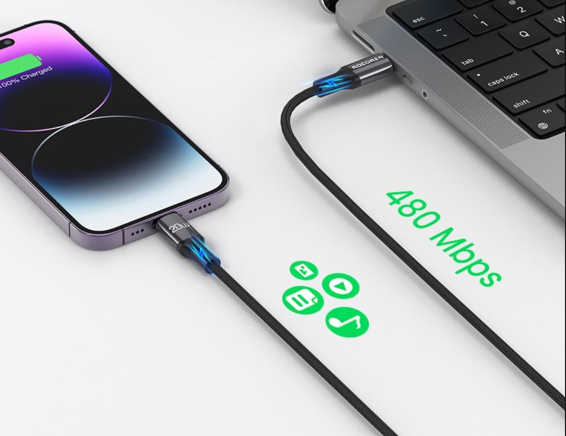 Rocoren Retro Fast Charge USB Cable C TO L Malaysia 480mbps data transfer