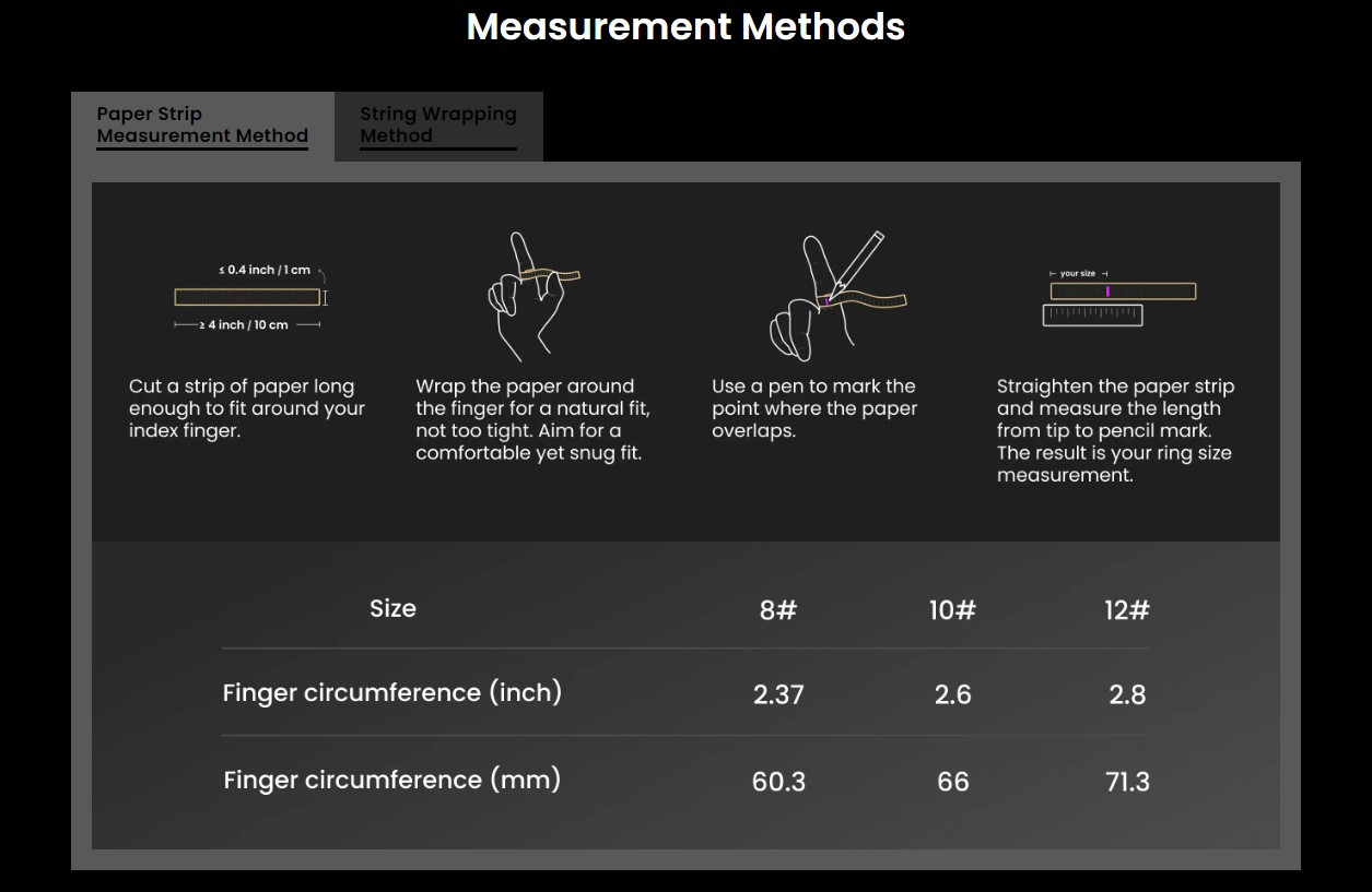 Amazfit Helio Ring malaysia finger size measurement