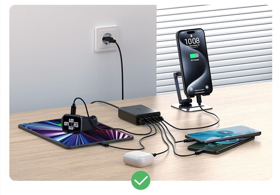 Rocoren Desktop 60W Charger Station (3C+3A) Malaysia 6 port charging