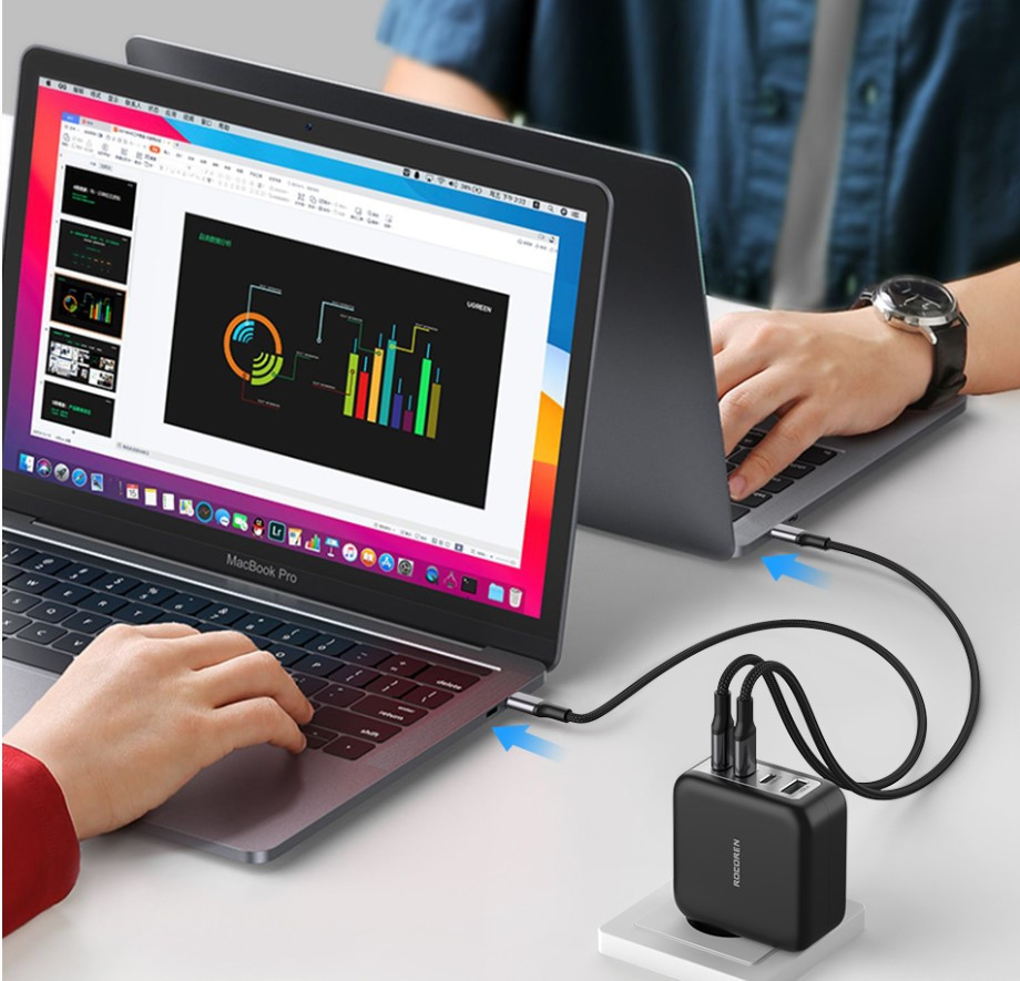 Rocoren ZhiXiang GaN Charger 100W PD3.0 Malaysia charge 2 laptop at the same time