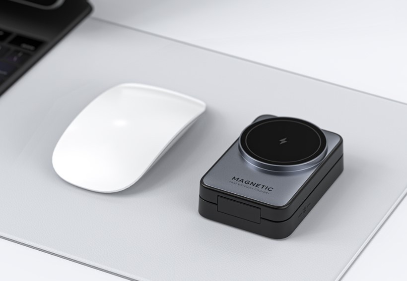 Rocoren Mag Pro Magnetic Folding Vertical 3-in-1 wireless charger malaysia size