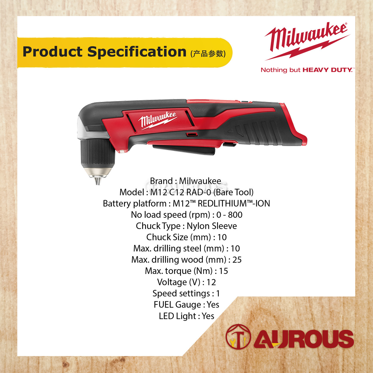 MILWAUKEE M12 RIGHT ANGLE DRILL/DRIVER M12 C12 RAD0B (BARE TOOL