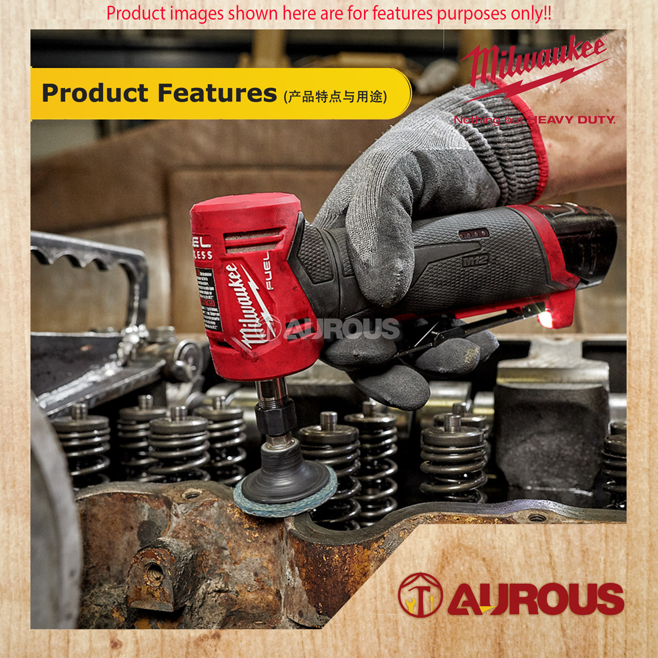 MILWAUKEE M12 FUEL RIGHT ANGLE DIE GRINDER M12 FDGA0 (BARE TOOL) Aurous Hardware Online Store