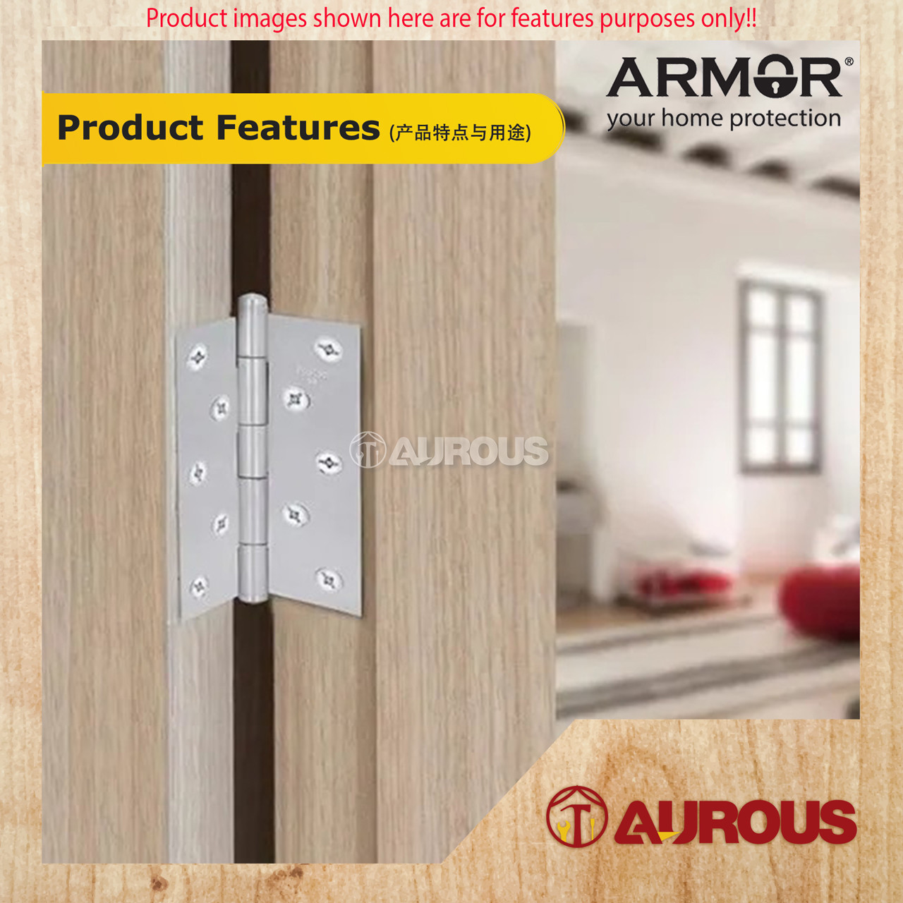 ARMOR STAINLESS STEEL SUS304 DOOR HINGE (ADH-S40/SS 4