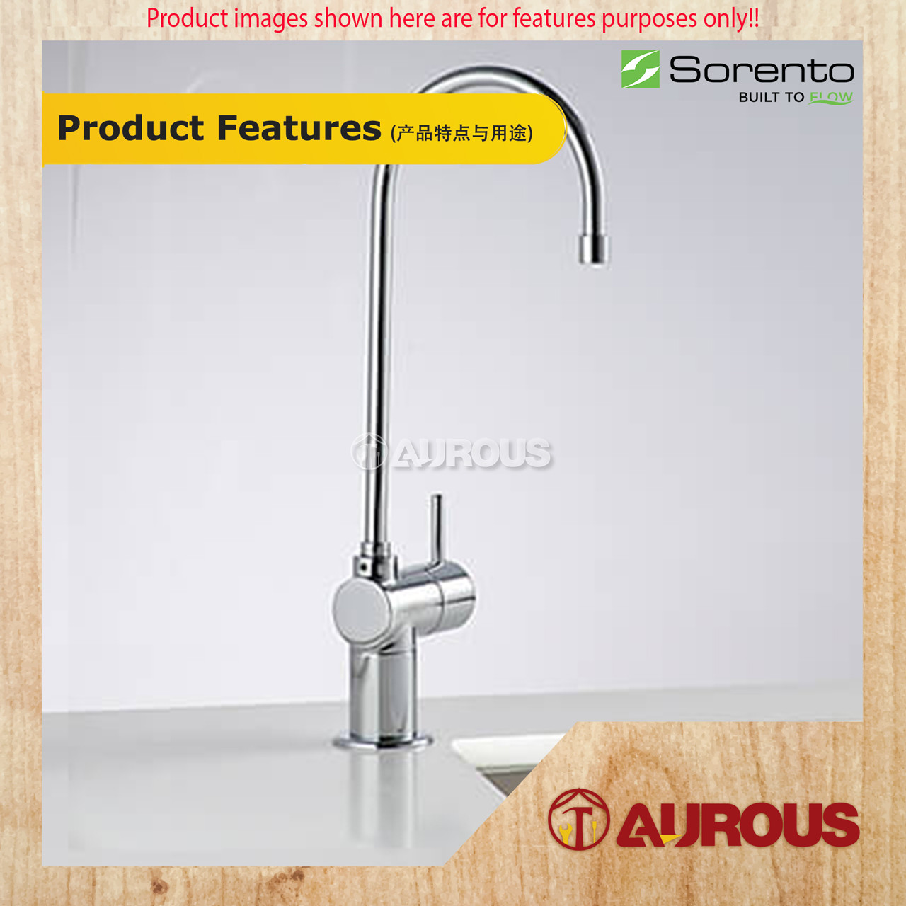 SORENTO STAINLESS STEEL 304 TABLE MOUNTED KITCHEN WATER FILTER TAP