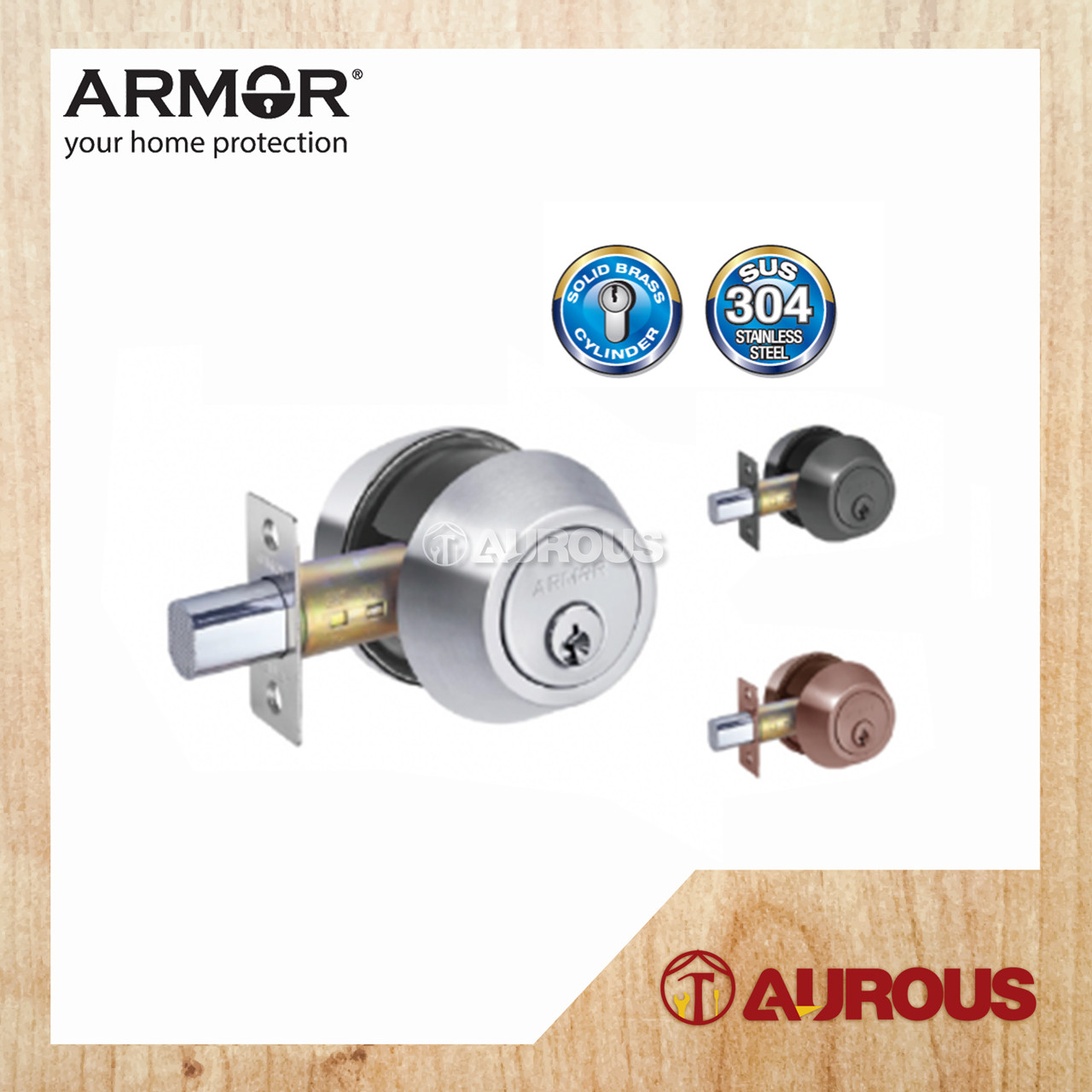 ARMOR STAINLESS STEEL SUS304 6070MM DOUBLE KEY DEADBOLT LOCK ADL102