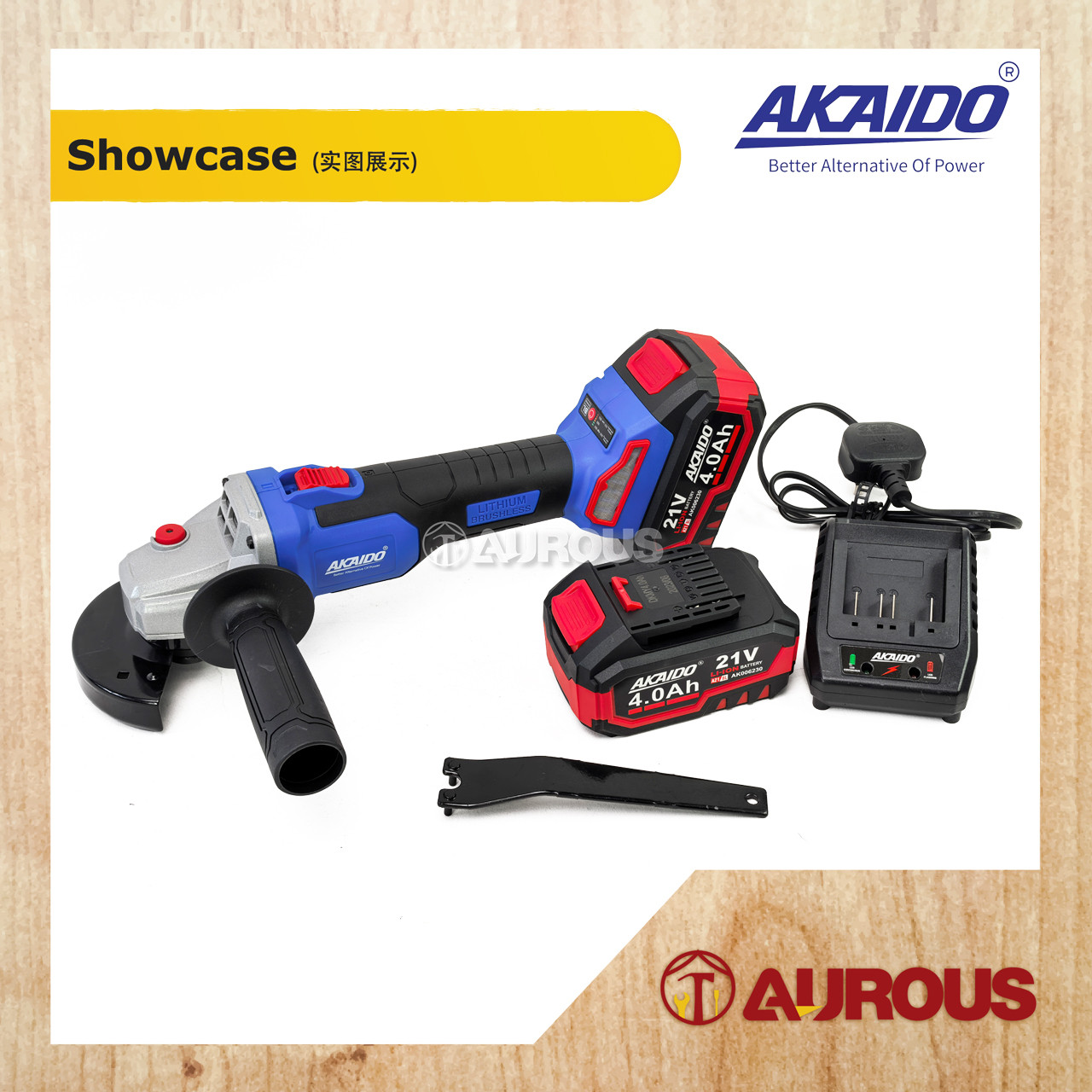 AKAIDO A21BL 21V BRUSHLESS CORDLESS ANGLE GRINDER AKM100BL (FULL SET ...