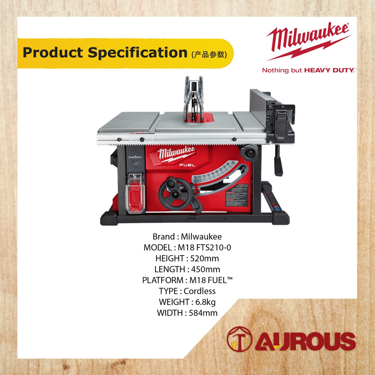 MILWAUKEE M18 FUEL 210MM TABLE SAW & TABLE SAW STAND M18 FTS2100 (BARE