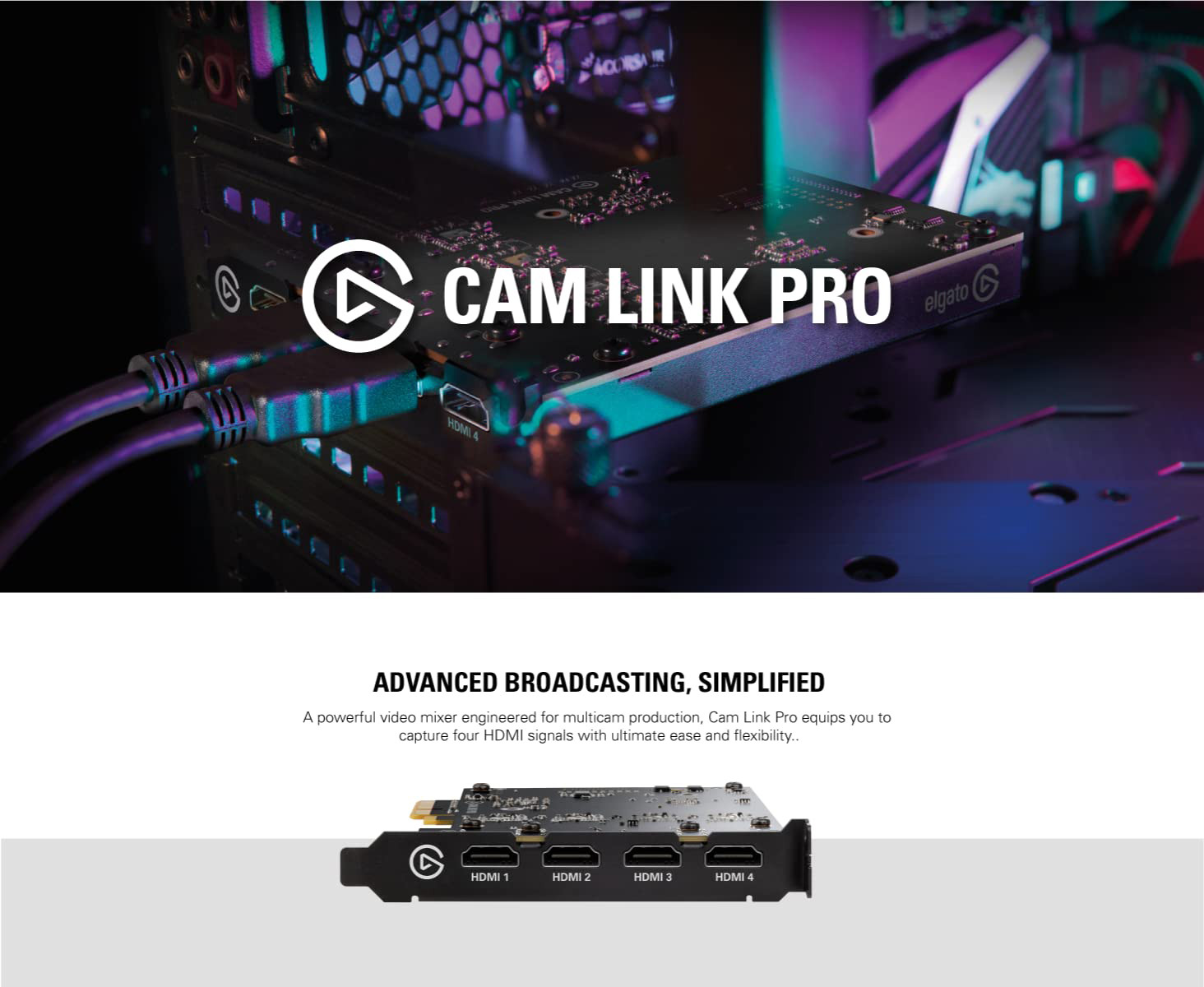 Elgato Cam Link Pro Internal Camera Capture Card with 4 HDMI inputs ...