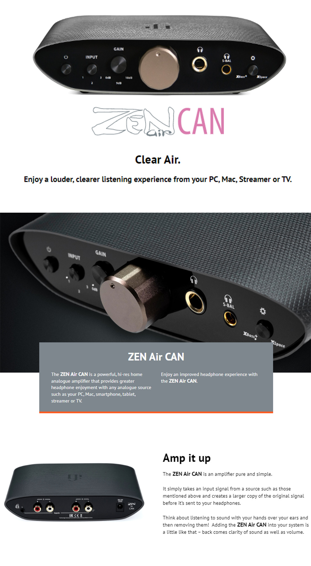iFi audio ZEN Air CAN Desktop Headphone Amplifier 4.4mm S-BAL XBass+ ...