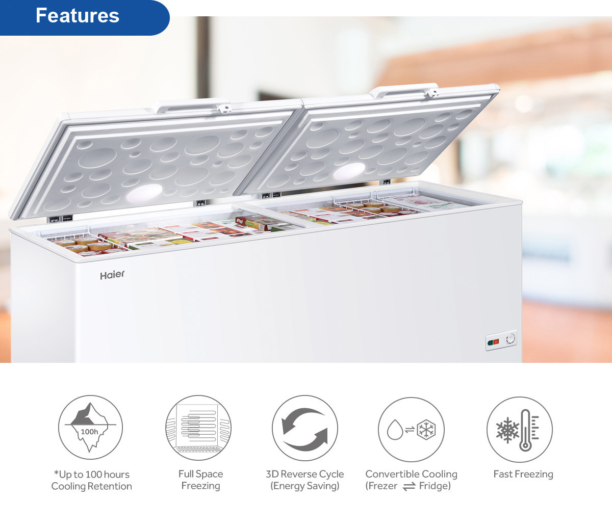 HAIER 450L 6IN1 CONVERTIBLE CHEST FREEZER BD458HP TBC Electrical