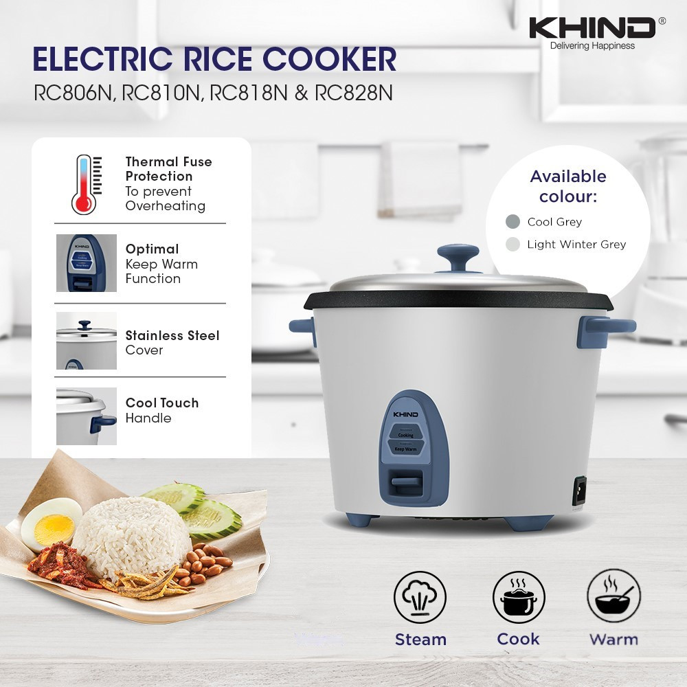 KHIND 2.8L Rice Cooker RC828N Optimal Keep Warm Function 1NOWmy