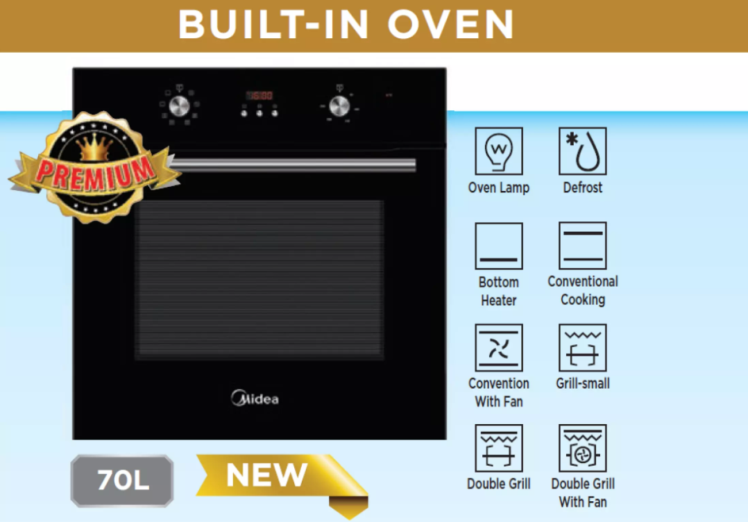 MIDEA 70L Premium BuiltIn Oven MBOD0870 1NOWmy Digimate Best Electrical Store In Sabah