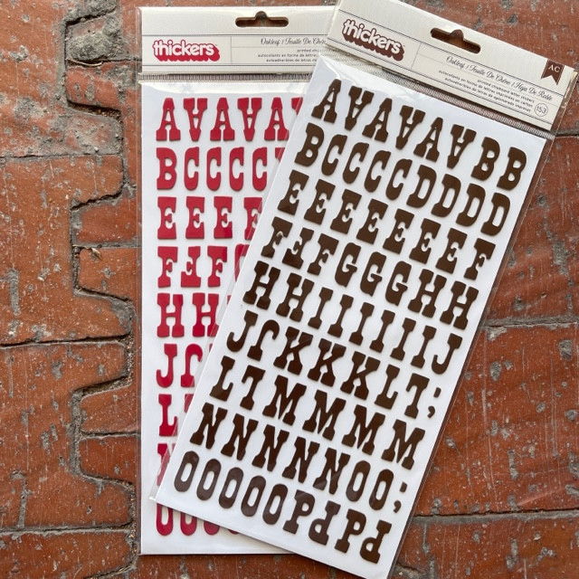 American Crafts Chipboard Alphabet Stickers / Thickers Oakleaf