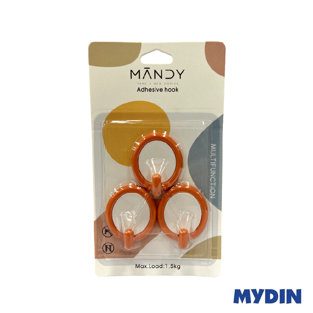 Mandy Adhesive Hook (3's) 2311WM160-001 - 4 Colours