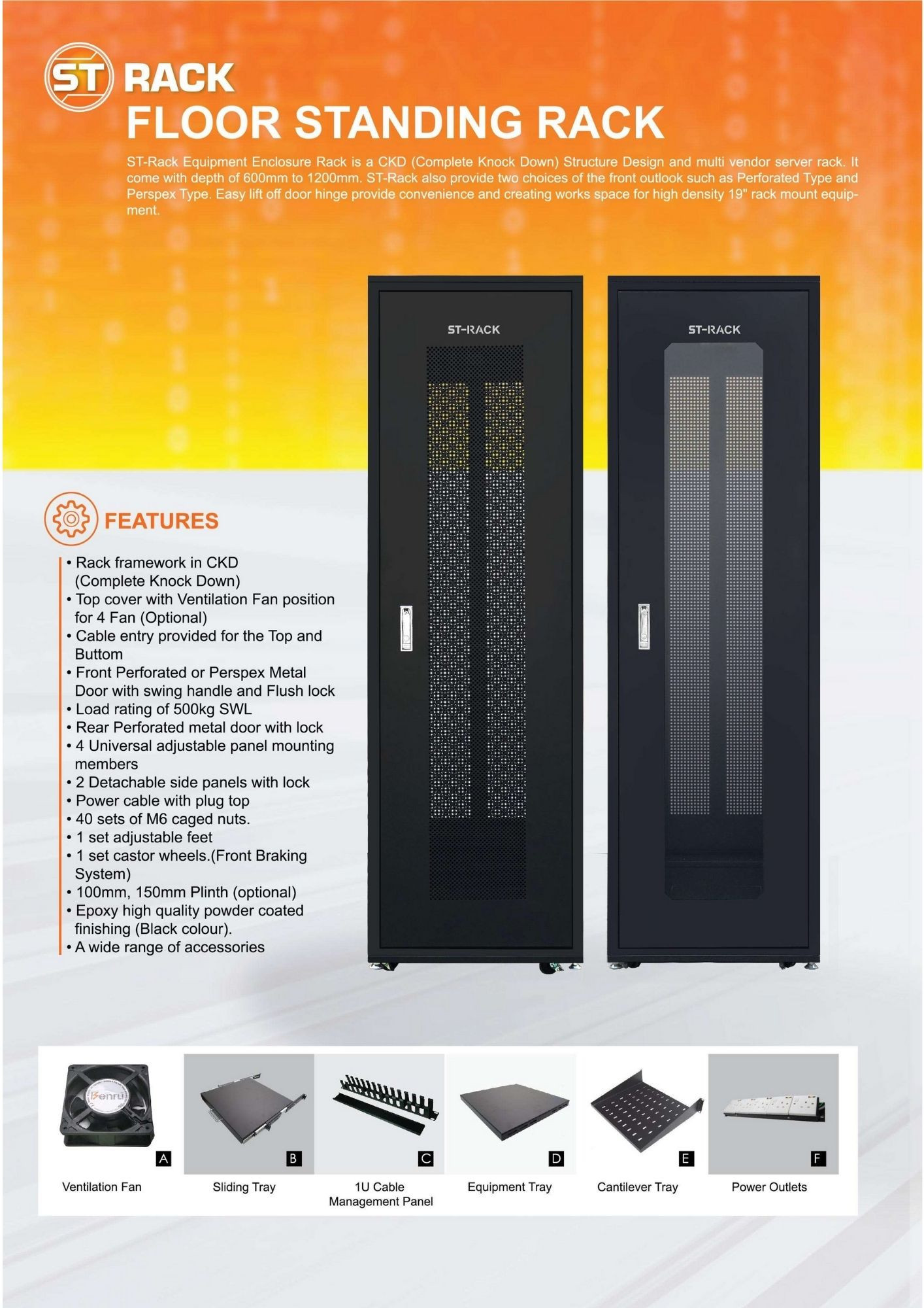ST 15U 5xPower Outlet 837mm(H) x 600mm(W) x 800mm(D) Rack FS1568 - A ...